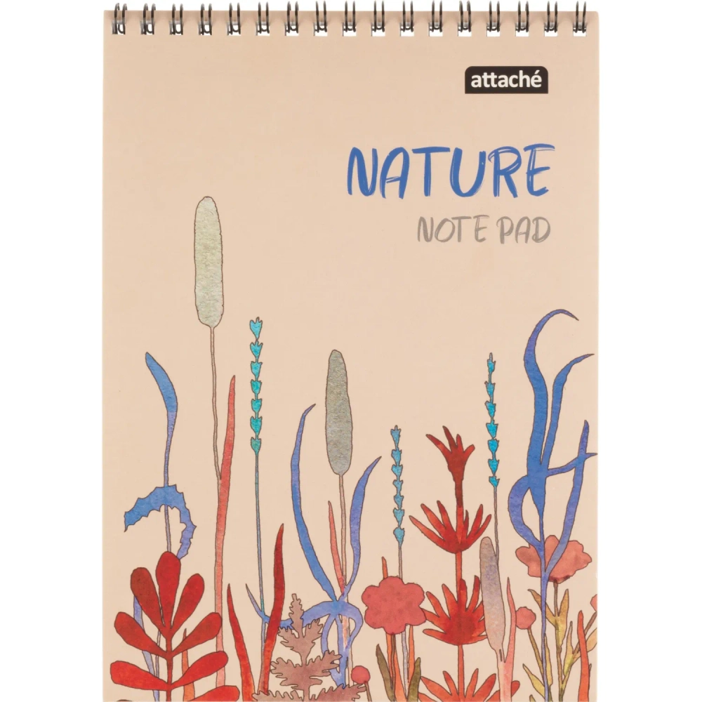 Блокнот Attache Nature Beige flowers А5 60 листов бежевый в клетку на спирали