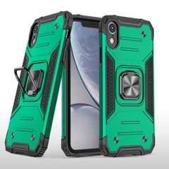 Противоударный чехол Strong Armour Case с кольцом для iPhone XR (Темно-зеленый)