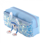 Пенал - косметичка Alingar, ПВХ, пайетки, молния, боковой карман, 90 х 200 мм, "Rabbit", голубой (ушки и лапки)