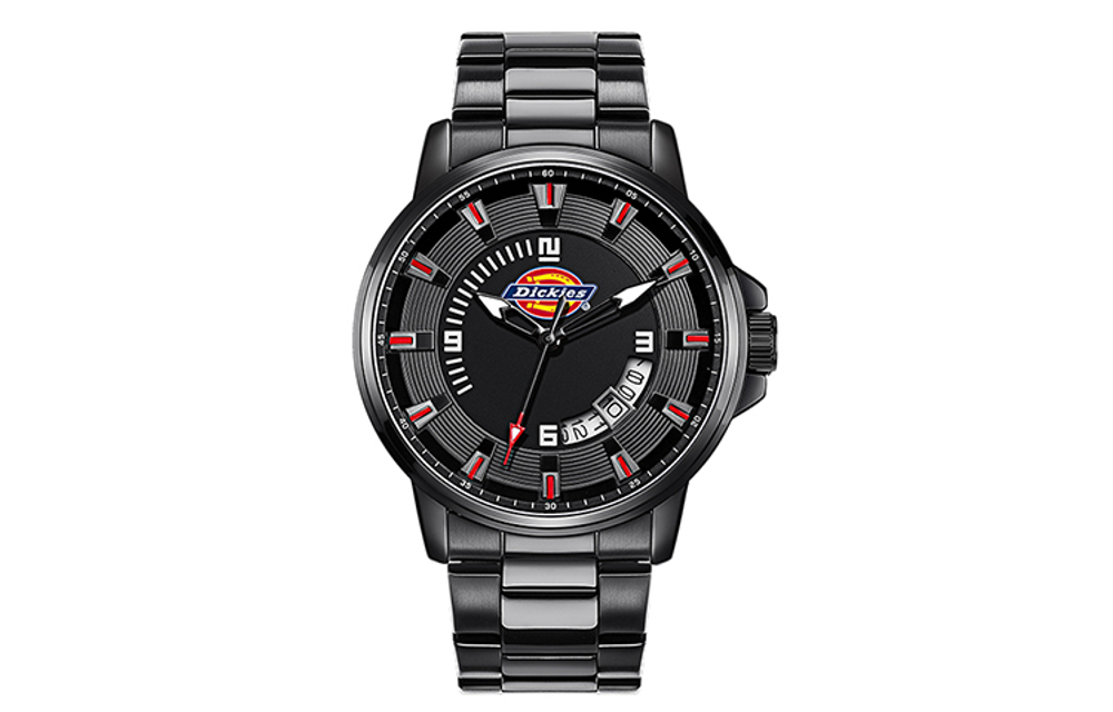 Dickies Wrist Watch Quartz Movement Stainless Steel Strap 43mm Black Dial Men"s Watches