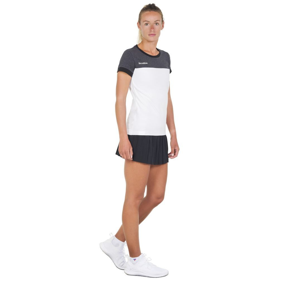 Женская футболка теннисная Tecnifibre Lady F1 Stretch - black/heather/white