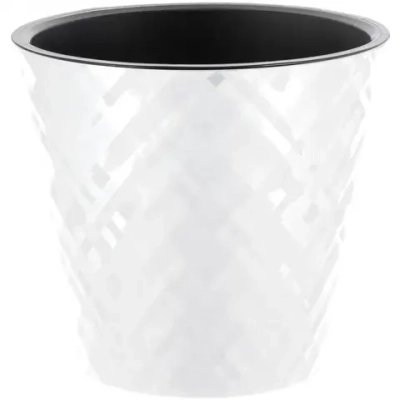 Горшок для цветов пластиковый 1,6л d-16см «Manhattan» c дренажной вставкой, белоснежный жасмин