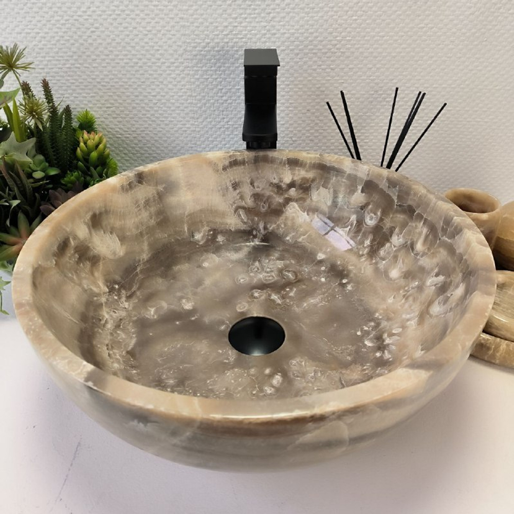 Раковина из оникса Bowl Grey TinLip BO-63005 45*45*17 42