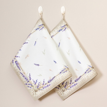 НАБОР ПОЛОТЕНЕЦ ИЗ 2-Х ШТ "ДУША ПРОВАНСА",40Х60СМ, 100% ХЛОПОК,ТВИЛ,БЕЛЫЙ