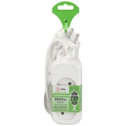 Удлинитель электрический ЭРА UDL-10-215 Greenline 2 розетки без заземления 1,5м ПВС 2x0.75мм2