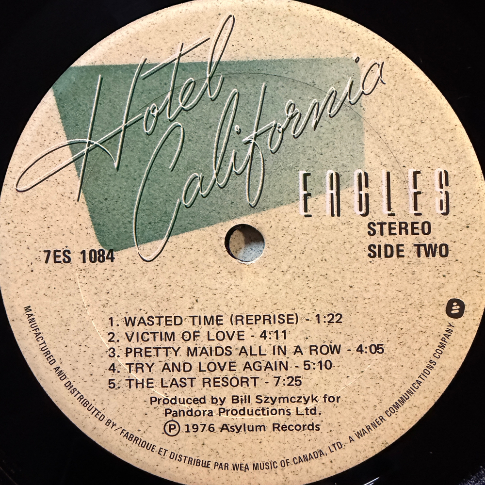 Eagles ‎– Hotel California (Канада 1976г.) Т