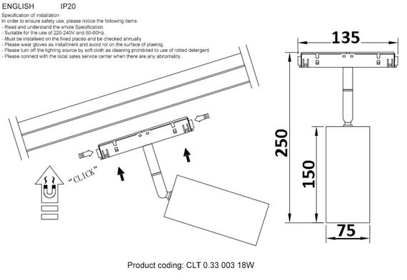 Трековый светодиодный светильник Crystal Lux Space CLT 0.33 003 18W BL 3000K