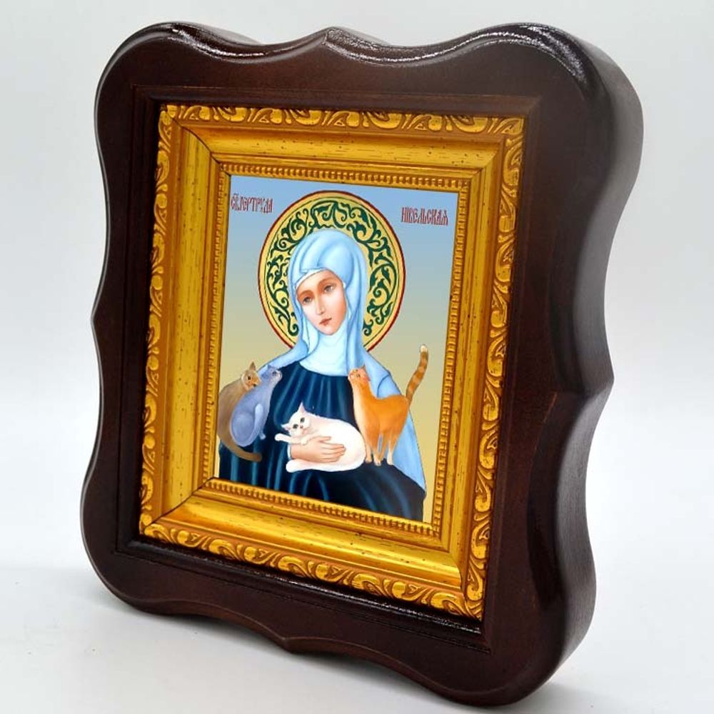 Святая Гертруда Нивельская. Икона на холсте.