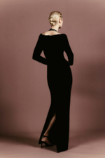 Платье макси из бархата с кристаллами