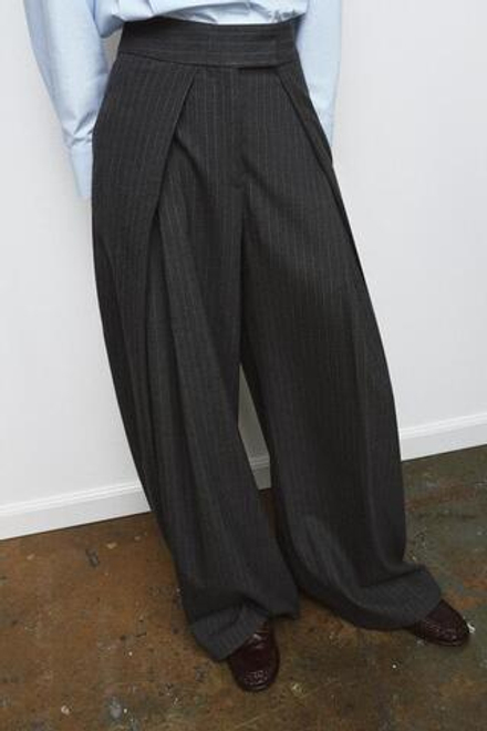 ZARA БРЮКИ WIDE LEG С ЗАЩИПАМИ — ZW COLLECTION, СЕРЫЙ