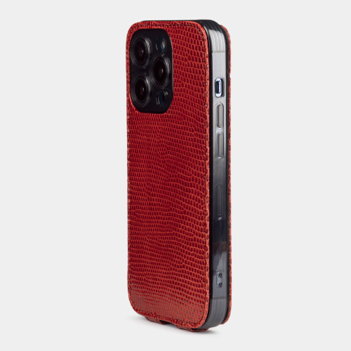 Чехол для iPhone 15 Pro из кожи ящерицы, красного цвета