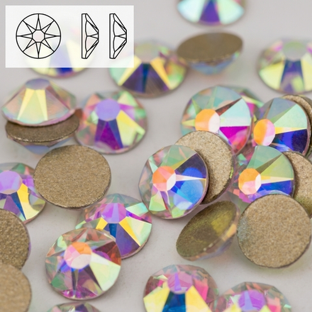 Стразы холодной фиксации из стекла, цвет Crystal AB, форма Xirius