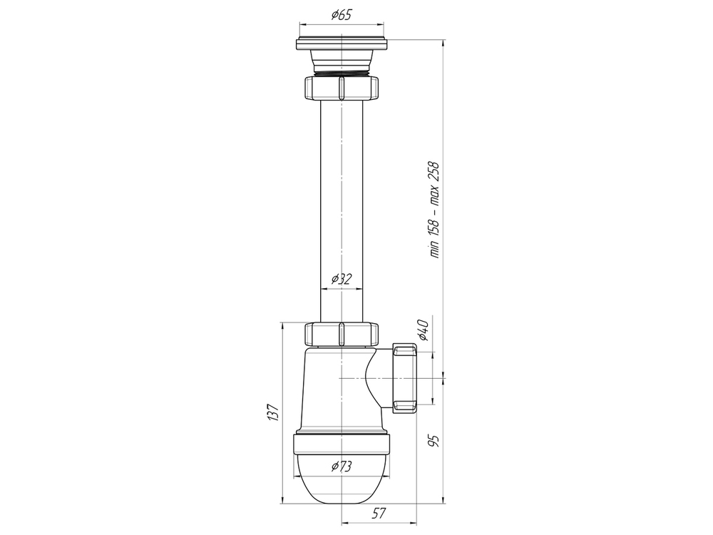 Сифон 1 1/4*40 Ani C1000 АНИ пласт