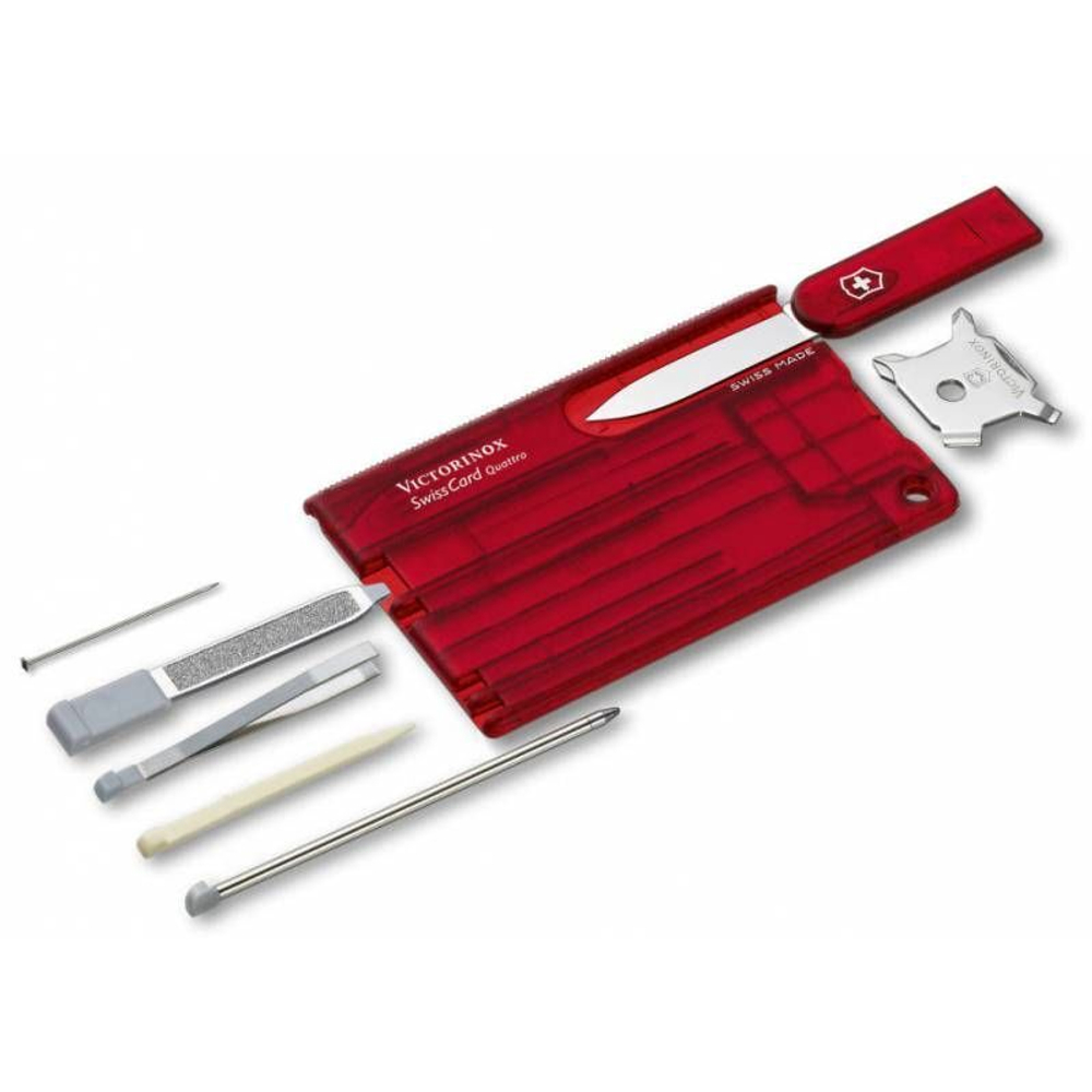 Швейцарская карта Victorinox SwissCard Quattro (0.7200.T) красный полупрозрачный