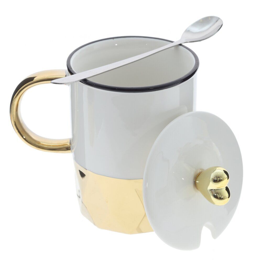 GAEM Кружка с крышкой и ложкой, 340 мл, L12 W8 H13,5 см, 2в.