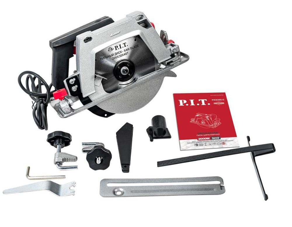 Пила циркулярная РKS200-С Мастер (2000Вт, 200диск,5500об/мин. гл.пропила 70мм,стац-е крепл.)  P.I.T