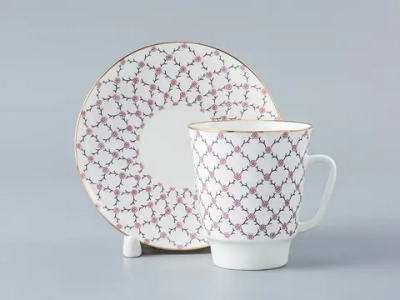 Чашка с блюдцем кофейная 165 мл форма форма Майская рисунок Розовая сетка арт. 81.13631.00.1