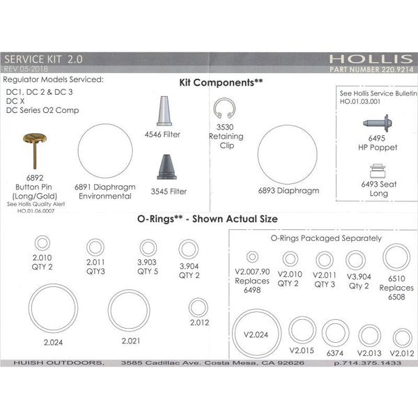 Запчасти Hollis, ремкомплект 1ст (HO2)