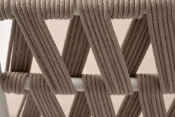"Диего" диван 2-местный плетеный из роупа, основание дуб, каркас алюминий светло-серый (RAL7035) муар, роуп бежевый круглый, ткань бежевая 052