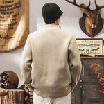 Американский ретро кардиган плотная вязка,для мужчин весной и осенью, новый стиль, трикотажная куртка с воротником-стойкой для мужчин осенью и зимой