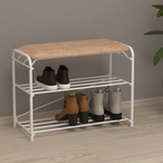 Подставка для обуви "Альфа 23" с сиденьем, белая