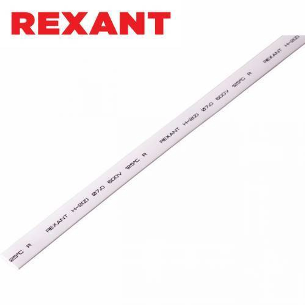 7,0/3,5 мм 1м термоусаживаемая трубка белая Rexant/20-7001
