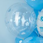 Шар (12''/30 см) Привет, Малыш!, Голубой/Прозрачный, кристалл, 5 ст, 25 шт.