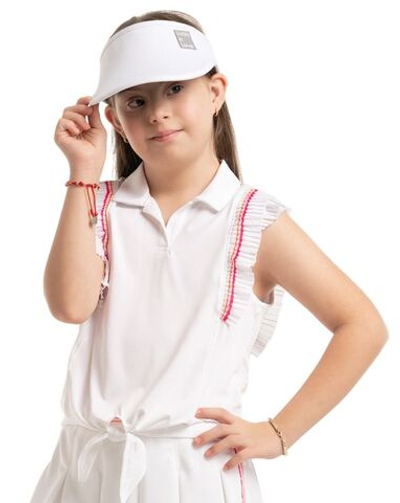 Футболка для девочки Lucky in Love Girls Shockin' Classic Stripes Tie Polo - White