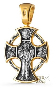 Православный крест с ликами: Гсп-дь Вседержитель. Архангелы, Ангел-Хранитель. Николай Чудотворец. Сергий Радонежский