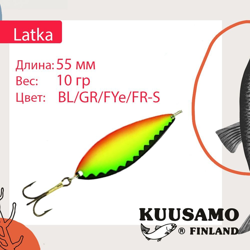 Блесна колебалка Kuusamo Latka 70/14 BLU/R-S