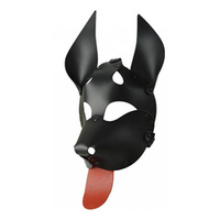 Черная кожаная маска с красным языком Дог Sitabella BDSM Accessories 3403-12