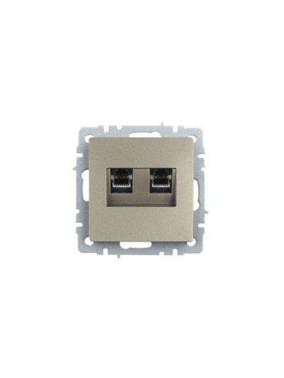 Розетка компьютерная двойн. СП RJ45 кат.5E BRITE РК10-2-БрШ механизм шампань IEK BR-K20-1-K37