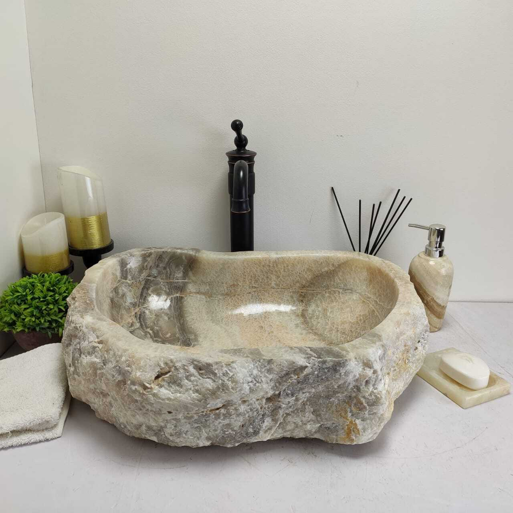 Раковина из оникса Erozy Grey EO-60772 (54*40*15см)