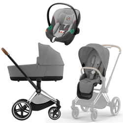 Коляска 3 в 1 Cybex Priam IV Chrome Brown complete и автокресло Aton S2 i-Size Lava Grey Mirage Grey