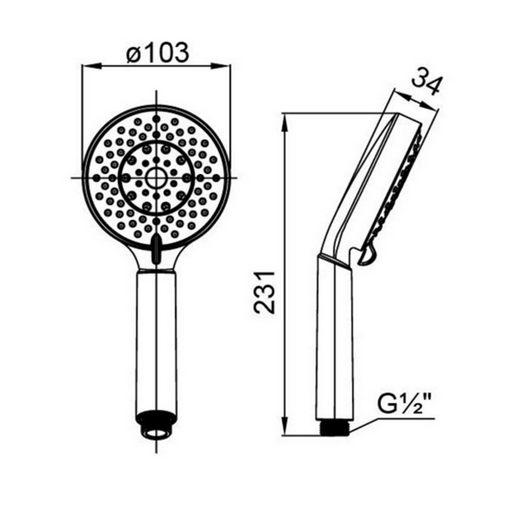 Лейка для душа Milardo 1505F10M18 D102мм, 5 режимов хром, коробка