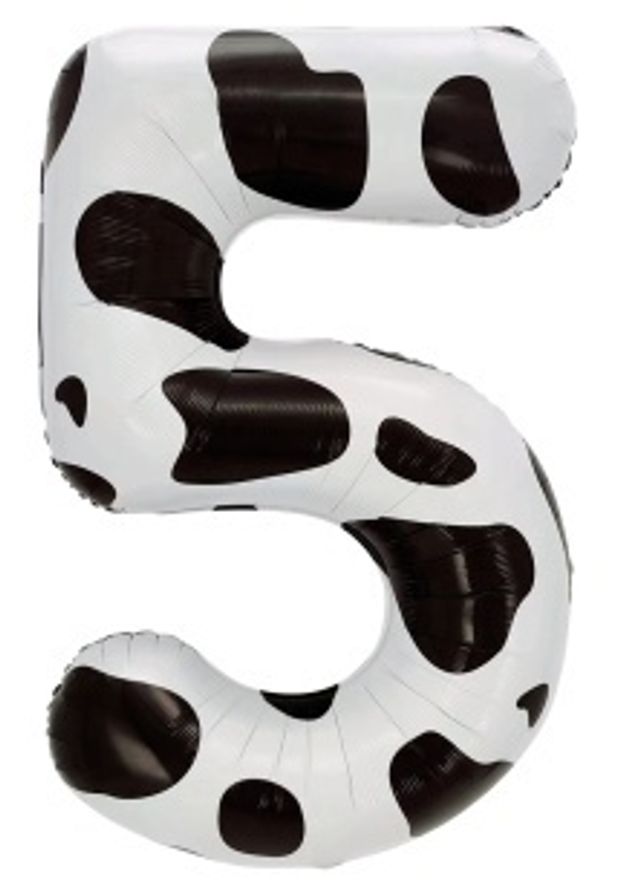 К Шар (40''/102 см) Цифра, 5 Пятнышки, Черный/Белый (БГ-60)