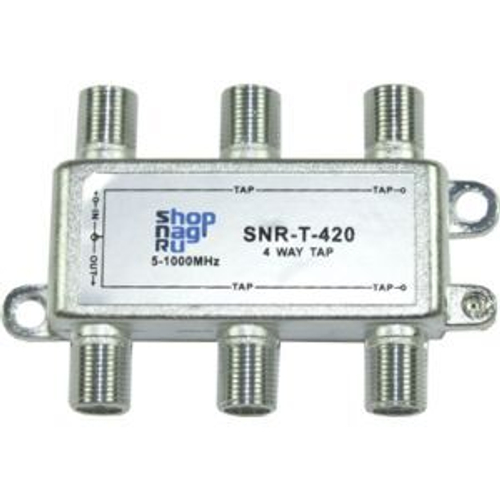 Ответвитель абонентский SNR-T-820 на 8
отводов, вносимое затухание IN-TAP 20dB.