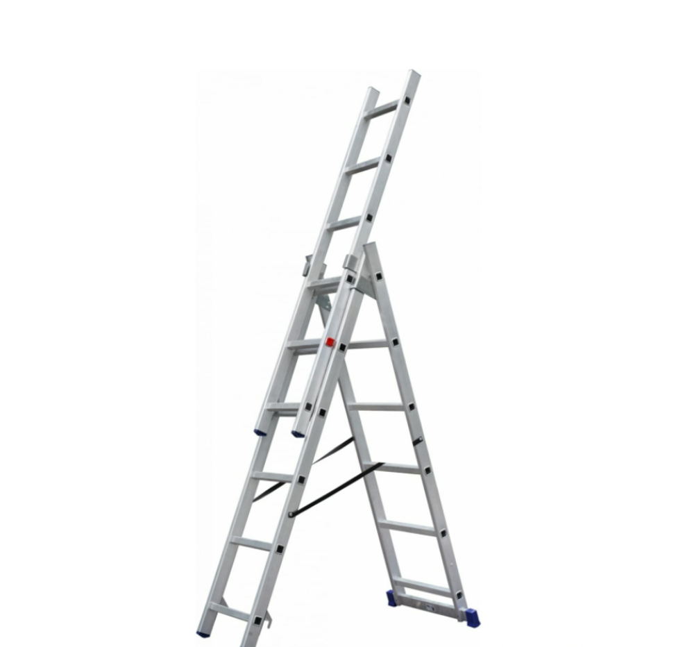 Лестница алюминиевая трёхсекционная 8 ступеней СИЛАЧ