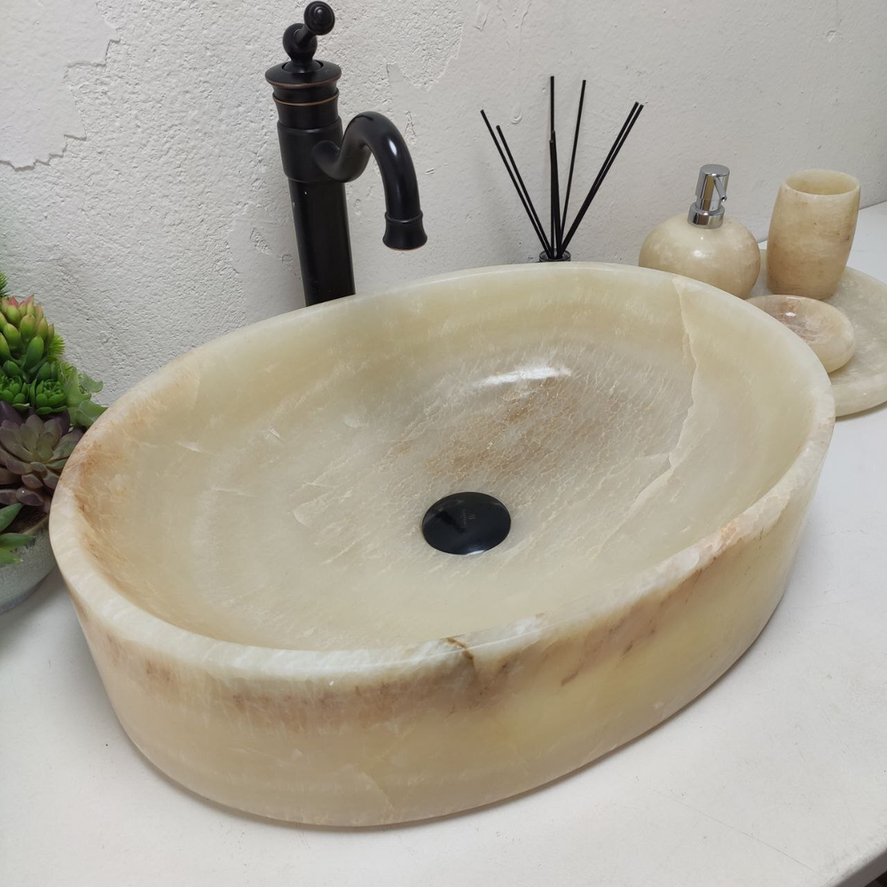 Раковина из оникса Oval Yellow OY-61567 (52*38*14)