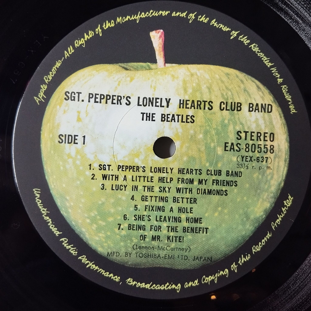Винтажная виниловая пластинка LP The Beatles Sgt. Pepper's Lonely Hearts Club Band (Japan 1976) (No Obi) Lucy In The Sky With Diamonds