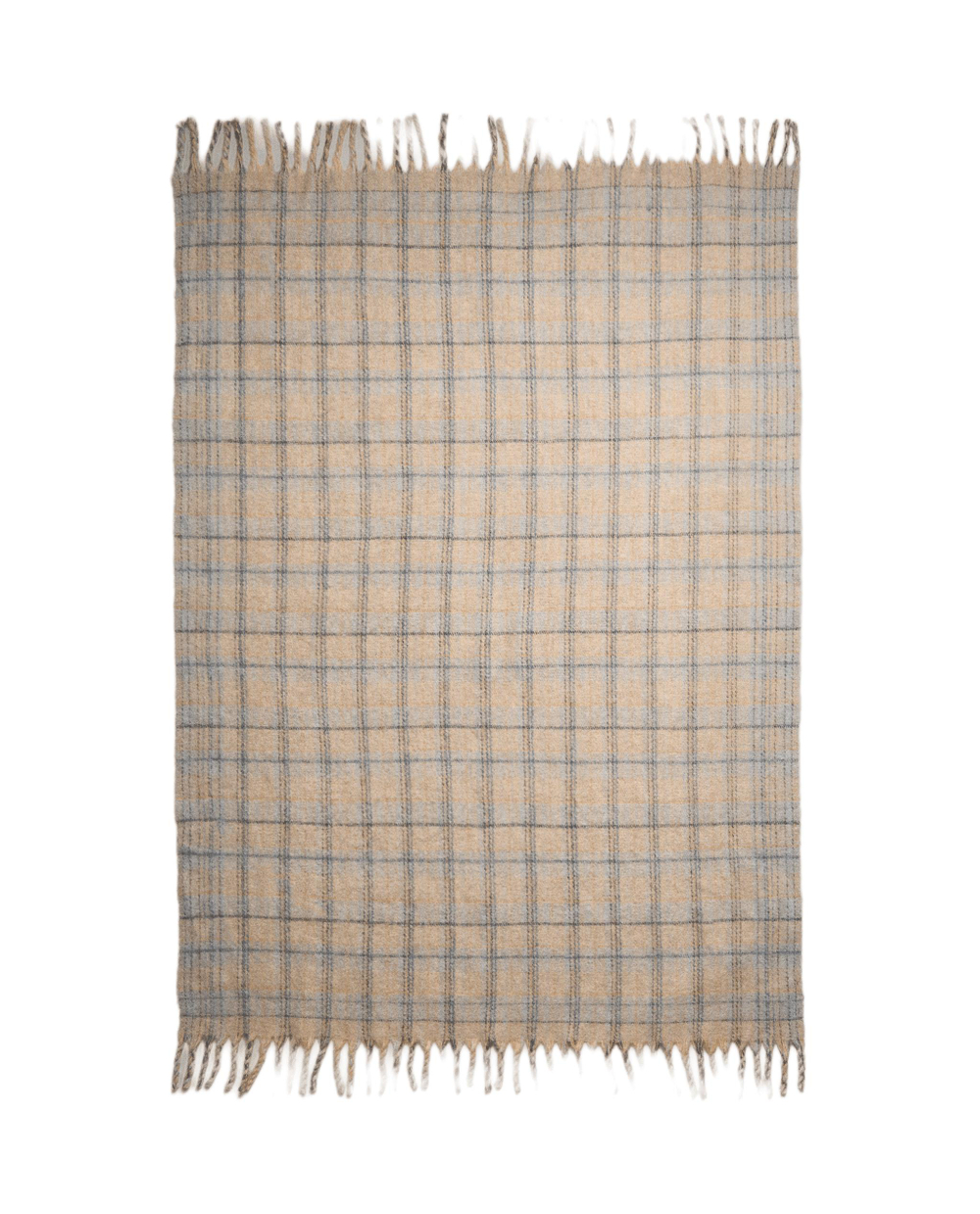 Zara Home плед из полиамида, серый, в клетку, 140x190 см
