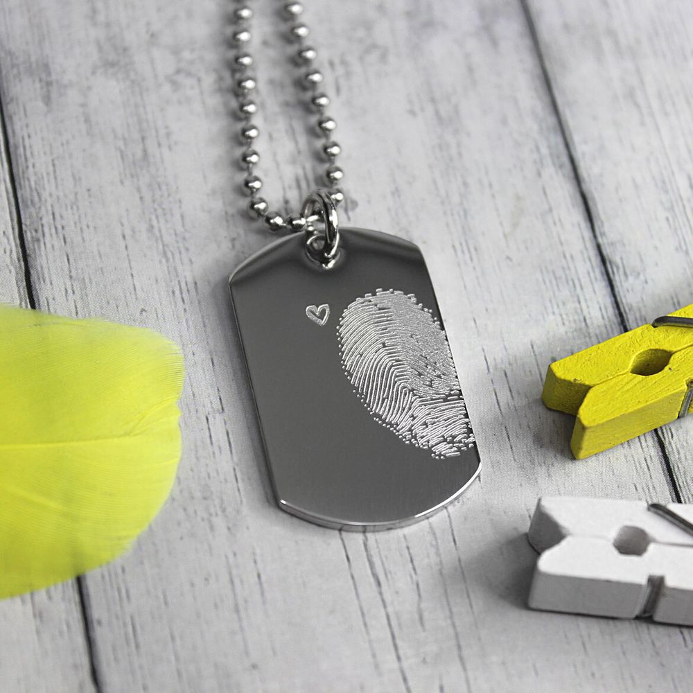 Стальной жетон с гравировкой отпечатка пальца на заказ