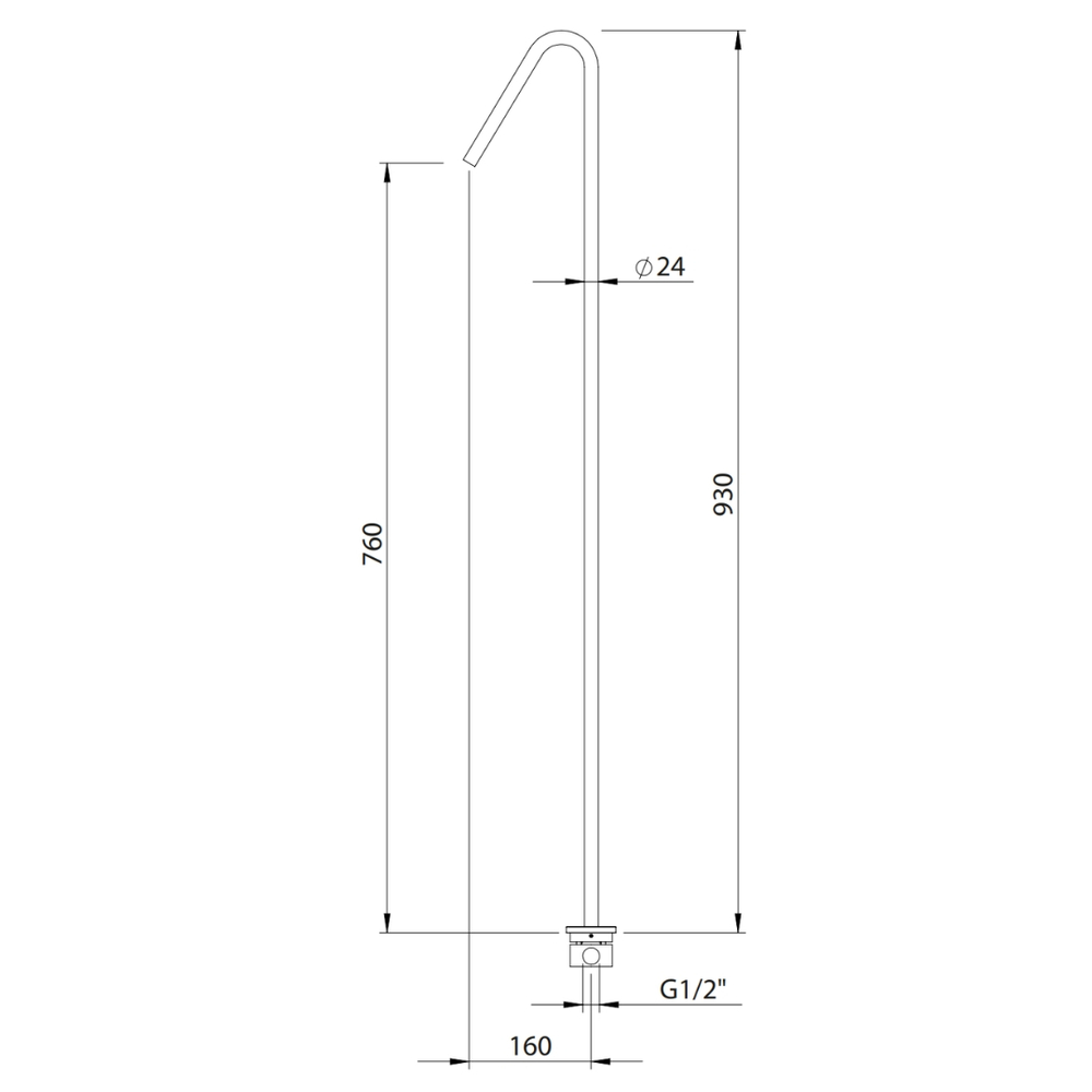 Внешняя часть напольного излива для ванны HAPA V (цвет - хром PC) BIC.0008.V.PEX.PC