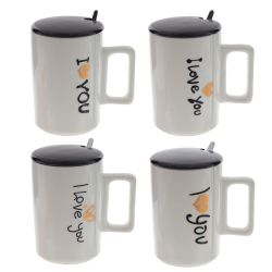 GAEM Кружка с крышкой и ложкой, 400 мл, L11 W7,5 H12 см, 4в.