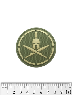 Шеврон Спартанец гекс Molon Labe PVC 6 см. Олива
