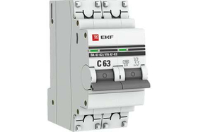 Автоматический выключатель ВА 47-63, 2P 63А (C) 4,5kA EKF PROxima mcb4763-2-63C-pro