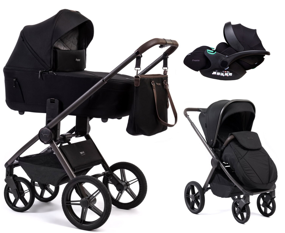 Детская коляска Peppy Monaco Thermo 3 в 1 с автокреслом Verona Black Black
