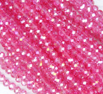 БП044ДС46 Хрустальные бусины "рондель", цвет: арбузный розовый AB прозр., 4х6 мм, кол-во: 58-60 шт.
