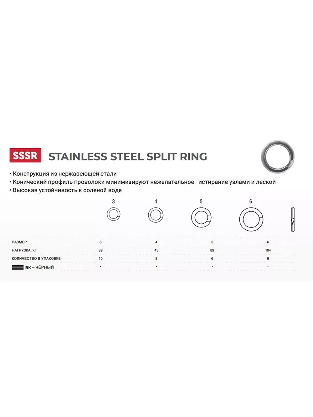Заводные кольца для рыбалки нерж сталь №4 101LB в упак 8 шт