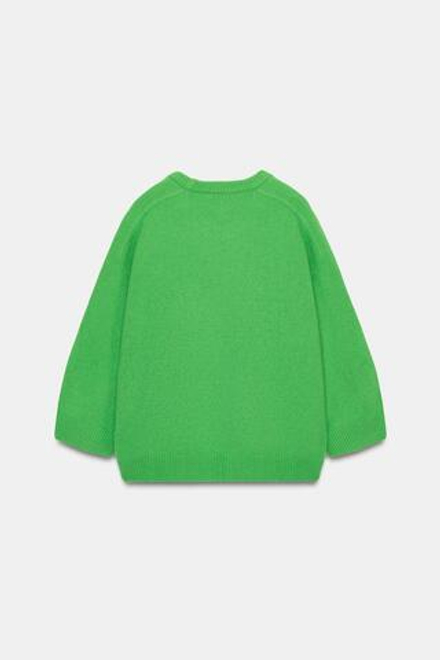 ZARA СВИТЕР ИЗ 100% ШЕРСТИ С РУКАВАМИ «МОЛОТОК», ЯБЛОЧНО-ЗЕЛЕНЫЙ